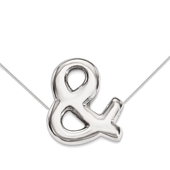 Gem & Harmony Jewelry - Sterling Silver Ampersand Charm Pendant Necklace and chain